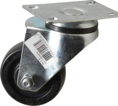 Fairbanks - 3" Diam x 1-1/4" Wide x 4-3/8" OAH Top Plate Mount Swivel Caster - Soft Rubber, 125 Lb Capacity, Self-Lubricating Bearing, 2-7/8 x 3-5/8" Plate - Apex Tool & Supply