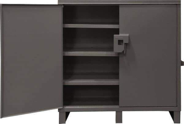 Durham - 3 Shelf Locking Storage Cabinet - Steel, 60" Wide x 24" Deep x 60" High, Gray - Apex Tool & Supply