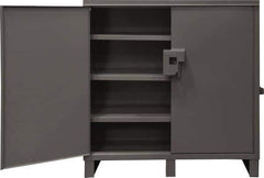 Durham - 3 Shelf Locking Storage Cabinet - Steel, 60" Wide x 24" Deep x 60" High, Gray - Apex Tool & Supply