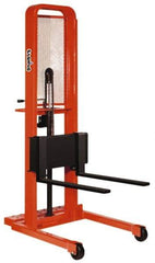 Presto Lifts - 2,000 Lb Capacity, 64" Lift Height, Adjustable Forks Base - Straddle Manually Operated Lift - Apex Tool & Supply