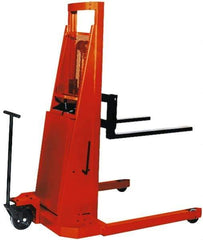 Presto Lifts - 2,000 Lb Capacity, 86" Lift Height, Battery Operated Pallet Straddle Stacker - 2-1/2" Lowered Height, 24" Load Center, 36" Fork Length, 48" Overall Width - Apex Tool & Supply