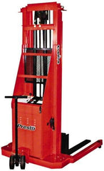 Presto Lifts - 2,700 Lb Capacity, 72" Lift Height, Battery Operated Pallet Straddle Stacker - 2-1/2" Lowered Height, 24" Load Center, 36" Fork Length, 56" Overall Width - Apex Tool & Supply