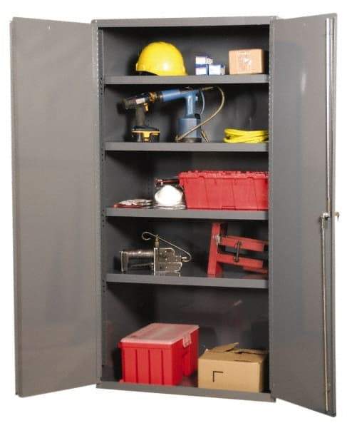Durham - 3 Shelf Locking Storage Cabinet - Steel, 48" Wide x 24" Deep x 72" High, Gray - Apex Tool & Supply