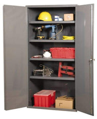Durham - 3 Shelf Locking Storage Cabinet - Steel, 36" Wide x 24" Deep x 84" High, Gray - Apex Tool & Supply