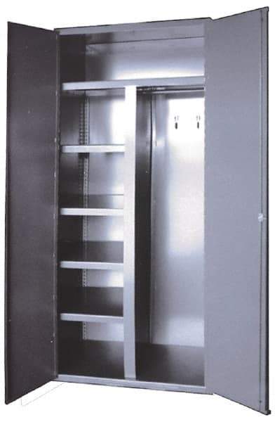 Durham - 5 Shelf Combination Storage Cabinet - Steel, 36" Wide x 24" Deep x 84" High, Gray - Apex Tool & Supply