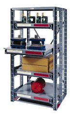 Made in USA - 3 Shelf Starter Full Extension Roll-Out Open Steel Shelving - 2,000 Lb Capacity, 56" Wide x 84-1/2" High x 48" Deep, Gray - Apex Tool & Supply
