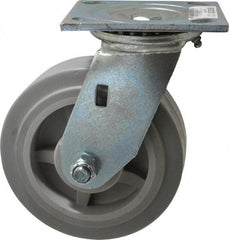 Value Collection - 6" Diam x 2" Wide x 7-1/2" OAH Top Plate Mount Swivel Caster - TPR, 550 Lb Capacity, Roller Bearing, 4 x 4-1/2" Plate - Apex Tool & Supply