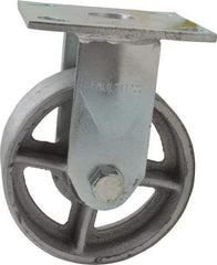 Albion - 5" Diam x 2" Wide x 6-1/2" OAH Top Plate Mount Rigid Caster - Semi-Steel, 900 Lb Capacity, Roller Bearing, 4 x 4-1/2" Plate - Apex Tool & Supply