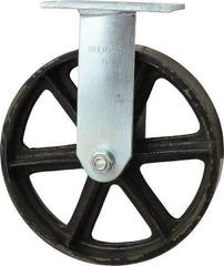 Albion - 8" Diam x 2" Wide x 9-1/2" OAH Top Plate Mount Rigid Caster - Semi-Steel, 1,050 Lb Capacity, Roller Bearing, 4 x 4-1/2" Plate - Apex Tool & Supply