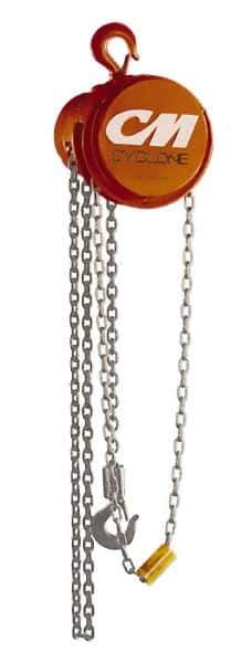 CM - 8,000 Lb Lifting Capacity, 8' Lift Height, Hand Hoist - Made from Chain, 104' Overhaul to Lift 1', 88 Lb Avg Pull to Lift Rated Load, 2 Chains - Apex Tool & Supply