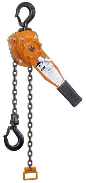 CM - 3,000 Lb Lifting Capacity, 5' Lift Height, Lever Hoist - Made from Chain, 48 Lb Avg Pull to Lift Rated Load - Apex Tool & Supply