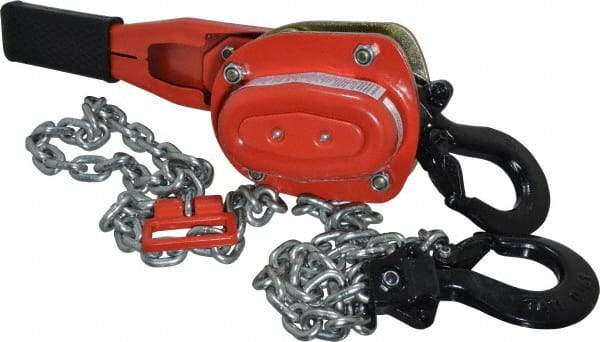 CM - 1,500 Lb Lifting Capacity, 5' Lift Height, Lever Hoist - Made from Chain, 45 Lb Avg Pull to Lift Rated Load - Apex Tool & Supply