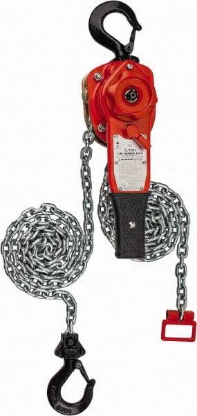 CM - 1,500 Lb Lifting Capacity, 10' Lift Height, Lever Hoist - Made from Chain, 45 Lb Avg Pull to Lift Rated Load - Apex Tool & Supply
