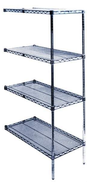 Value Collection - 4 Shelf Wire Shelving Unit - 24" Wide x 18" Deep x 74" High, - Apex Tool & Supply