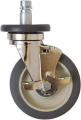 Eagle MHC - 5" Diam x 1-1/4" Wide x 8-1/4" OAH Stem Mount Swivel Caster with Brake - Polyurethane, 300 Lb Capacity, Plain Bearing, 1" Round Stem - Apex Tool & Supply