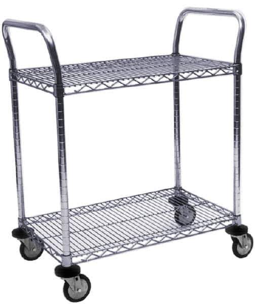 Value Collection - 800 Lb Capacity, 18" Wide x 36" Long x 39" High Wire Cart - 2 Shelf, Steel, Swivel Casters - Apex Tool & Supply