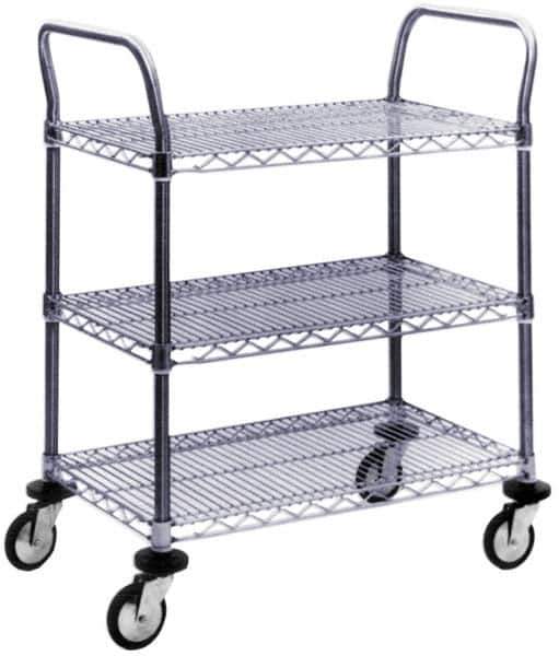 Value Collection - 800 Lb Capacity, 18" Wide x 36" Long x 39" High Wire Cart - 3 Shelf, Steel, Swivel Casters - Apex Tool & Supply