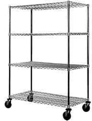 Value Collection - 800 Lb Capacity, 4 Shelf, Rubber Wire Stem Caster Truck - 30" Long x 24" Wide x 68" High, 5" Diam Wheels - Apex Tool & Supply