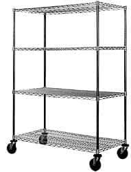 Value Collection - 800 Lb Capacity, 4 Shelf, Rubber Wire Stem Caster Truck - 36" Long x 24" Wide x 79" High, 5" Diam Wheels - Apex Tool & Supply