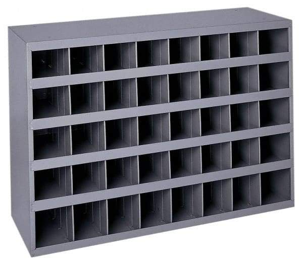 Durham - 40 Bin Bin Shelving Unit with Openings - 33-3/4 Inch Overall Width x 8-1/2 Inch Overall Depth x 22-1/4 Inch Overall Height, Gray Steel Bins - Apex Tool & Supply