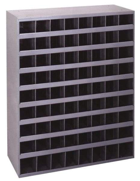 Durham - 72 Bin Bin Shelving Unit with Openings - 33-3/4 Inch Overall Width x 8-1/2 Inch Overall Depth x 42 Inch Overall Height, Gray Steel Bins - Apex Tool & Supply