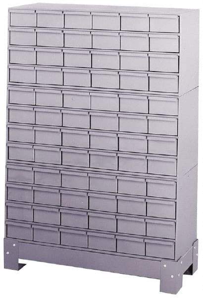 Durham - 72 Bin Bin Shelving Unit with Drawers - 34-1/8 Inch Overall Width x 12-1/4 Inch Overall Depth x 48-1/8 Inch Overall Height, Gray Steel Bins - Apex Tool & Supply