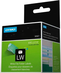 Dymo - 9/16" Wide x 3-7/16" Long, White File Folder Label - For DYMO LabelWriter Printers - Apex Tool & Supply