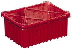 Akro-Mils - 0.59 Cu Ft, 40 Lb Load Capacity Red Polypropylene Dividable Container - Stacking, 16-1/2" Long x 10.9" Wide x 8" High - Apex Tool & Supply