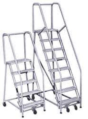 PW Platforms - 5 Step Ladder - Rolling Safety Ladder, 300 Lb Capacity, 50" Platform Height, 35" Base Width x 42" Base Depth - Apex Tool & Supply