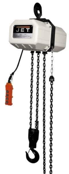 Jet - 6,600 Lb Capacity, 8 FPM Lift Speed, Electric Chain Hoist - 15' Max Lift, 32" Min Headroom - Apex Tool & Supply