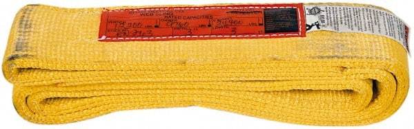 Made in USA - 3' Long x 3" Wide, 12,200 Lb Basket Capacity, 12,200 Lb Vertical Capacity, 2 Ply, Nylon Web Sling - 9,760 Lb Choker Capacity - Apex Tool & Supply