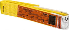 Made in USA - 3' Long x 2" Wide, 2,550 Lb Basket Capacity, 2,550 Lb Vertical Capacity, 1 Ply, Polyester Web Sling - 2,040 Lb Choker Capacity - Apex Tool & Supply
