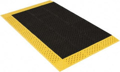 Notrax - 6' Long, Dry/Wet Environment, Anti-Fatigue Matting - Black with Yellow Borders, Vinyl with Vinyl Base, Beveled on 3 Sides - Apex Tool & Supply