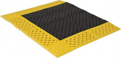 Notrax - 3' Long, Dry/Wet Environment, Anti-Fatigue Matting - Black with Yellow Borders, Vinyl with Vinyl Base, Beveled on 3 Sides - Apex Tool & Supply