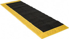 Notrax - 8' Long, Dry/Wet Environment, Anti-Fatigue Matting - Black with Yellow Borders, Vinyl with Vinyl Base, Beveled on 3 Sides - Apex Tool & Supply