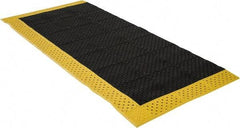 Notrax - 8' Long, Dry/Wet Environment, Anti-Fatigue Matting - Black with Yellow Borders, Vinyl with Vinyl Base, Beveled on 3 Sides - Apex Tool & Supply