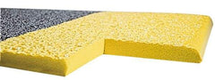 Wearwell - 6' Long x 2' Wide, Dry Environment, Anti-Fatigue Matting - Black with Yellow Borders, Urethane with Vinyl Sponge Base, Rounded on 4 Sides - Apex Tool & Supply