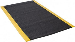 Wearwell - 5' Long x 3' Wide, Dry Environment, Anti-Fatigue Matting - Black with Yellow Borders, Urethane with Vinyl Sponge Base, Rounded on 4 Sides - Apex Tool & Supply