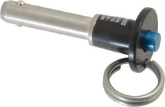 Jergens - 5/16" Diam, 1" Usable Length, Button Handle, Push Button Quick Release Pin - 2-1/4" Overall Length, Grade 17-4 Stainless Steel, Passivated Finish - Apex Tool & Supply