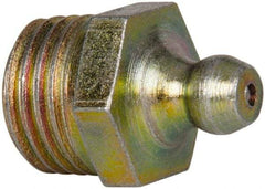 Value Collection - Straight Head Angle, 1/4 NPT Steel Thread-Forming Grease Fitting - 14.29mm Hex - Apex Tool & Supply