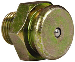 Value Collection - Straight Head Angle, 1/8 NPT Steel Button-Head Grease Fitting - 15.88mm Hex - Apex Tool & Supply