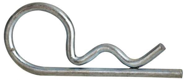 Value Collection - 1/8 to 3/16" Shaft Diam, 19/32" Long, 0.047" Wire Diam, Hair Pin Cotter - MB Grade 2 Spring Steel, Zinc-Plated Finish - Apex Tool & Supply