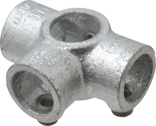 Kee - 3/4" Pipe, Side Outlet Tee, Side Outlet Cross, Malleable Iron Cross Pipe Rail Fitting - Galvanized Finish - Apex Tool & Supply