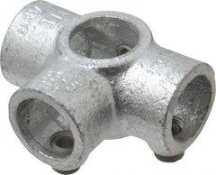 Kee - 3/4" Pipe, Side Outlet Tee, Side Outlet Cross, Malleable Iron Cross Pipe Rail Fitting - Galvanized Finish - Apex Tool & Supply