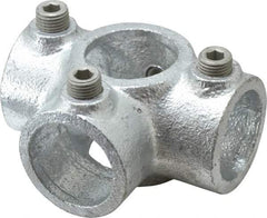 Kee - 1" Pipe, Side Outlet Tee, Side Outlet Cross, Malleable Iron Cross Pipe Rail Fitting - Galvanized Finish - Apex Tool & Supply
