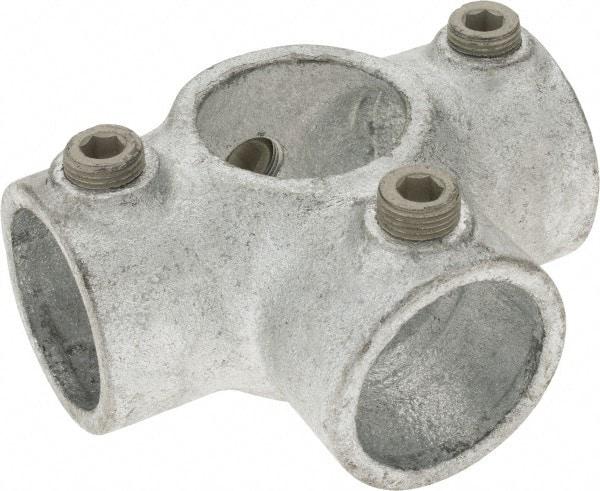 Kee - 1-1/4" Pipe, Side Outlet Tee, Malleable Iron Tee Pipe Rail Fitting - Galvanized Finish - Apex Tool & Supply