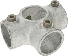 Kee - 1-1/4" Pipe, Side Outlet Tee, Malleable Iron Tee Pipe Rail Fitting - Galvanized Finish - Apex Tool & Supply