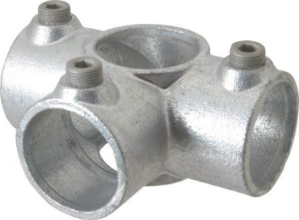 Kee - 1-1/2" Pipe, Side Outlet Tee, Side Outlet Cross, Malleable Iron Cross Pipe Rail Fitting - Galvanized Finish - Apex Tool & Supply