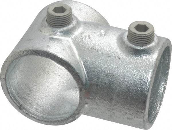 Kee - 1-1/2" Pipe, Single Socket Tee, Malleable Iron Tee Pipe Rail Fitting - Galvanized Finish - Apex Tool & Supply