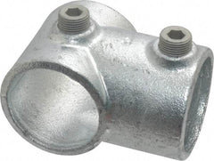 Kee - 1-1/2" Pipe, Single Socket Tee, Malleable Iron Tee Pipe Rail Fitting - Galvanized Finish - Apex Tool & Supply